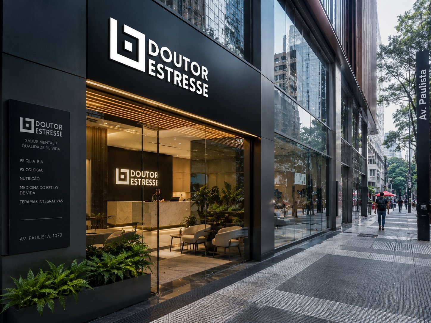 Fachada de unidade premium em avenida principal